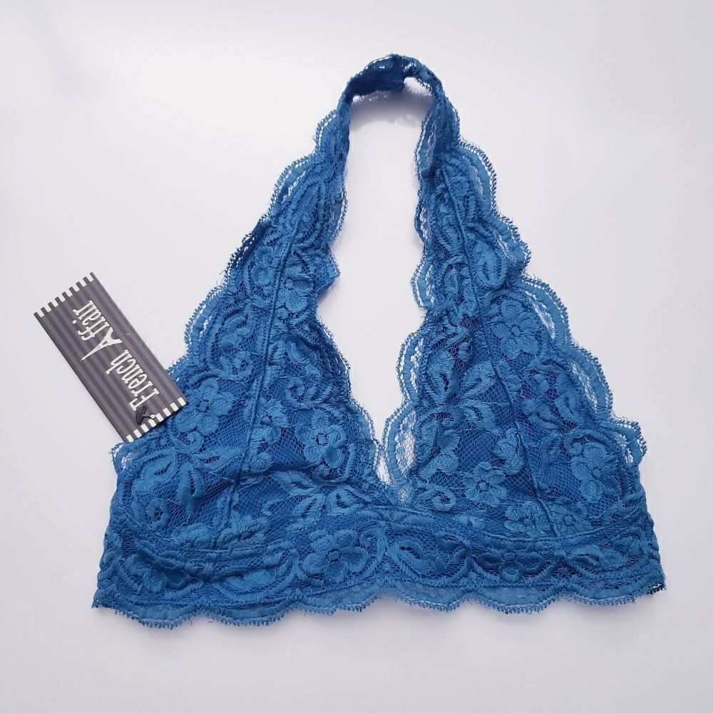 Nordstrom French Affair Blue Lace Halter Bralette